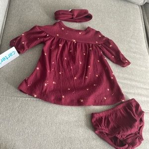 Burgundy 3 month set baby girl clothing by Carter’s. With tag